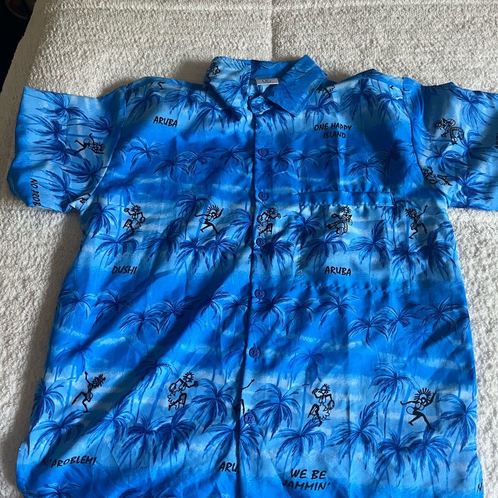 Blue Tropical Print Men's Shirt
